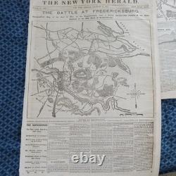 Lot Of Six BETTER Front Page Civil War Maps. New York Herald Newspapers