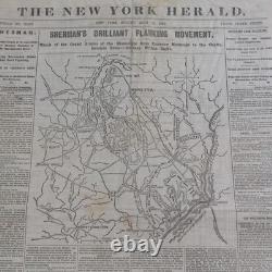 Lot Of Six BETTER Front Page Civil War Maps. New York Herald Newspapers