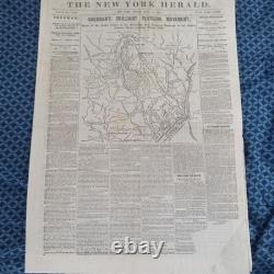 Lot Of Six BETTER Front Page Civil War Maps. New York Herald Newspapers