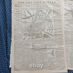 Lot Of Six BETTER Front Page Civil War Maps. New York Herald Newspapers