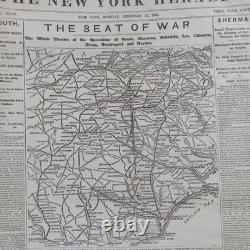 Lot Of Six BETTER Front Page Civil War Maps. New York Herald Newspapers