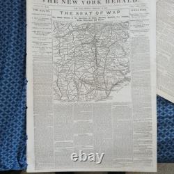 Lot Of Six BETTER Front Page Civil War Maps. New York Herald Newspapers