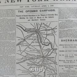 Lot Of Six BETTER Front Page Civil War Maps. New York Herald Newspapers
