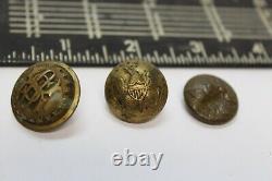 Lot of 3 Civil War US Coat Buttons Scovill Waterbury