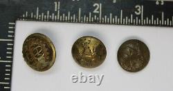 Lot of 3 Civil War US Coat Buttons Scovill Waterbury