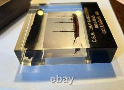 Lucite Paperweight of C. S. S. Chattahoochee Civil War Ship with Real Piece Rare