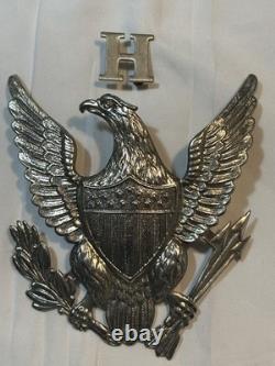 M1872 Shako Helmet Plate WithLetter H (Troop) Device WithAll CATCHES! Nice