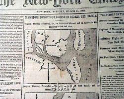 MONITOR vs. MERRIMACK Ironclads Naval Battle & 3 MAPS 1862 Civil War Newspaper