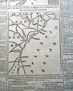 MONITOR vs. MERRIMACK Ironclads Naval Battle & 3 MAPS 1862 Civil War Newspaper