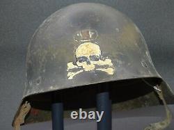 M-26 Spanish Civil War Helmet ELITE UNIT MARKINGS, NAMED, GOOD LINER & Chinstrap