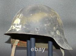 M-26 Spanish Civil War Helmet ELITE UNIT MARKINGS, NAMED, GOOD LINER & Chinstrap