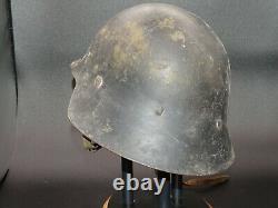 M-26 Spanish Civil War Helmet ELITE UNIT MARKINGS, NAMED, GOOD LINER & Chinstrap