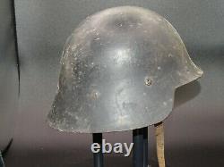 M-26 Spanish Civil War Helmet ELITE UNIT MARKINGS, NAMED, GOOD LINER & Chinstrap