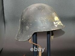 M-26 Spanish Civil War Helmet ELITE UNIT MARKINGS, NAMED, GOOD LINER & Chinstrap