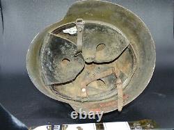 M-26 Spanish Civil War Helmet ELITE UNIT MARKINGS, NAMED, GOOD LINER & Chinstrap