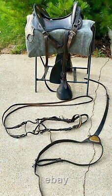 McClellan US Cavalry Saddle 12 inch Seat, Civil War Bridle, Bit, Breast Plate