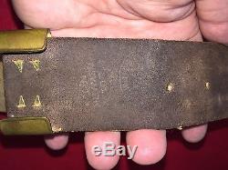 Mint Non-Dug Civil War US Oval Buckle & Buff Leather Maker Marked Belt