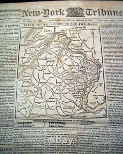 Monitor vs. Merrimac Battle of Hampton Roads Civil War IRONCLADS 1862 Newspaper