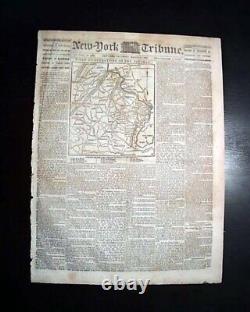 Monitor vs. Merrimac Battle of Hampton Roads Civil War IRONCLADS 1862 Newspaper