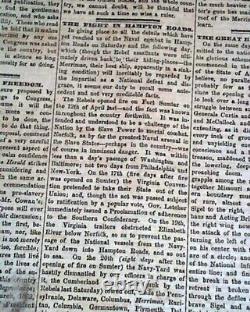 Monitor vs. Merrimac Battle of Hampton Roads Civil War IRONCLADS 1862 Newspaper