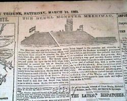 Monitor vs. Merrimac Battle of Hampton Roads Civil War IRONCLADS 1862 Newspaper