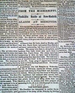 Monitor vs. Merrimac Battle of Hampton Roads Civil War IRONCLADS 1862 Newspaper