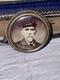 Mourning Brooch Civil War Veteran Image, Original Late 1800's Enamel Pin