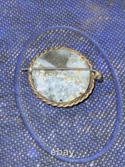 Mourning Brooch Civil War Veteran Image, Original Late 1800's Enamel Pin