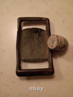 NBF's CIVIL WAR RELICS FROM BRICE'S MNT. HORSE HARNESS BUCKLE &. 44 COLT BULLET