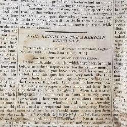 National Anti-Slavery Newspaper 1862 January 18 Black Emancipation Antique A202