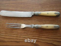Nice Original CIVIL War Era Bone Handle Cutlery Set, Green River Works Cw-2