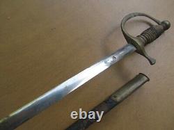 Nice Original Civil War Musician Sword & Scabbard, Bright Blade, Exc. Decorator