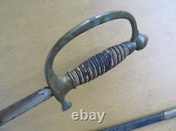 Nice Original Civil War Musician Sword & Scabbard, Bright Blade, Exc. Decorator