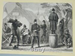 Nov 9, 1861 Original Civil War Engraving of Punishment Drill in the Federal Camp