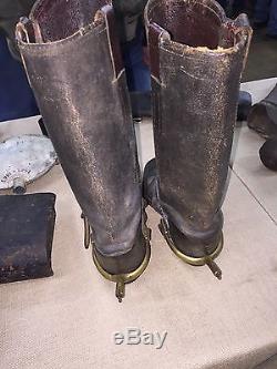 ORIGINAL CIVIL WAR CAVALRY OFFICERS BOOTS With SPURS