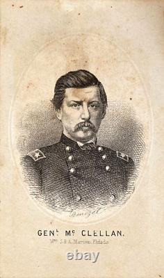 ORIGINAL CIVIL WAR U. S. ARMY MAJOR GENERAL McCLELLAN ENGRAVED CDV 1862