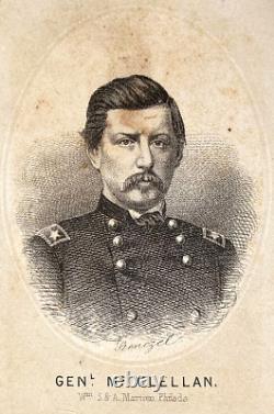 ORIGINAL CIVIL WAR U. S. ARMY MAJOR GENERAL McCLELLAN ENGRAVED CDV 1862