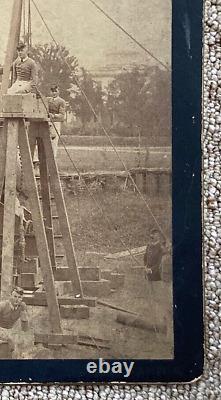 ORIGINAL WEST POINT CADETS RIGGING 300lb PARROTT GUN ARTILLERY PIECE 1887 PHOTO