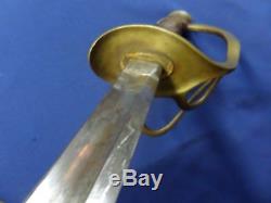 Old Ames Civil War Sword Brass & Leather Handle Marked U. S. G. W. S. 1864 Nice