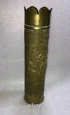 Old Original Handmade Flower Vase-military War Bronze Bullet Cartidrige-35 Cm-rr