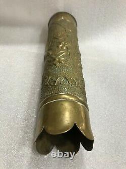 Old Original Handmade Flower Vase-military War Bronze Bullet Cartidrige-35 Cm-rr