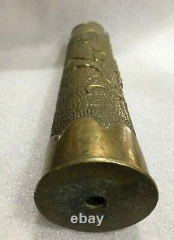 Old Original Handmade Flower Vase-military War Bronze Bullet Cartidrige-35 Cm-rr