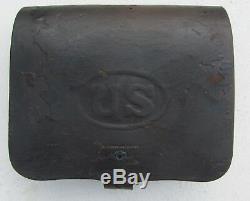 Orig. US Civil War Issued M1864 Pattern Cartridge Box WithOne Tin + buckles intact