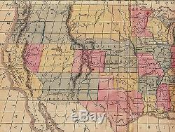Original 1855 Antique Pre-Civil War Map UNITED STATES of AMERICA Hand-Colored US
