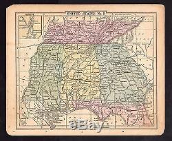 Original 1855 Pre-Civil War Antique Map SOUTHERN STATES Alabama Georgia Florida