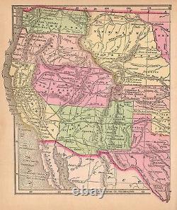 Original 1856 Antique Pre-Civil War Map WESTERN UNITED STATES Hand Colored