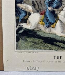 Original 1862 Currier & Ives Civil War Battle of Antietam Maryland Lithograph