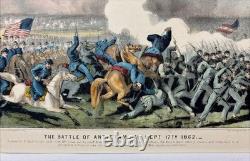 Original 1862 Currier & Ives Civil War Battle of Antietam Maryland Lithograph