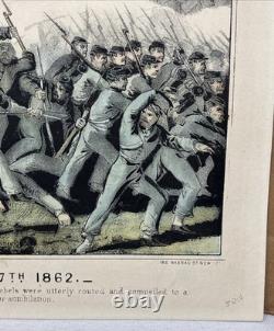 Original 1862 Currier & Ives Civil War Battle of Antietam Maryland Lithograph