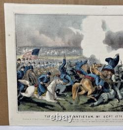 Original 1862 Currier & Ives Civil War Battle of Antietam Maryland Lithograph